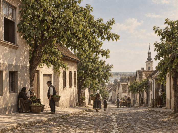 Ilustrativna istorijska rekonstrukcija – ilustracija uz članak „Kad je Zemun gajio svilu - 800 dudova i jedan zaboravljeni posao“