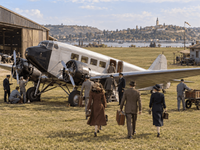 Ilustrativna istorijska rekonstrukcija – ilustracija uz članak „Izgubljeni aerodrom Zemuna – kada se odavde letelo u Evropu“