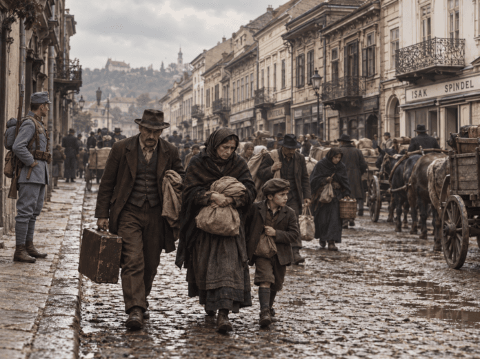 Istorijska rekonstrukcija porodice koja napušta Zemun po naredbi iz septembra 1915. godine