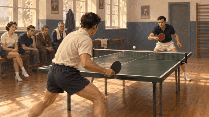 Ilustrativna istorijska rekonstrukcij – ilustracija uz članak „Stoni tenis u Zemunu – Mladost i porodica Karakašević“