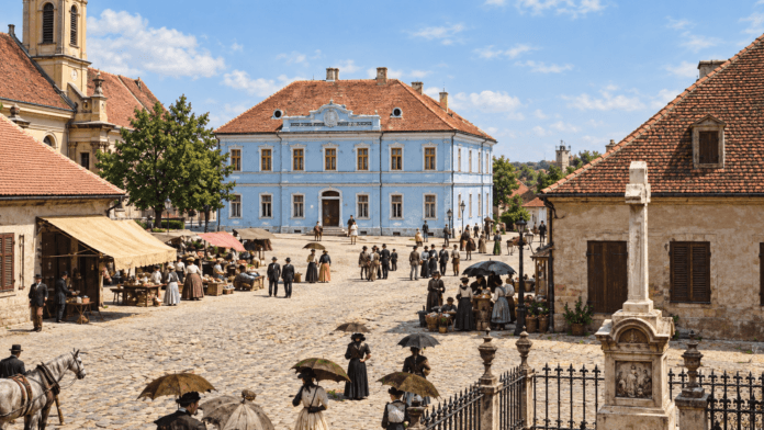 Zemunska pijaca nekada sa prodavcima, kupcima i starim pijačnim tezgama
